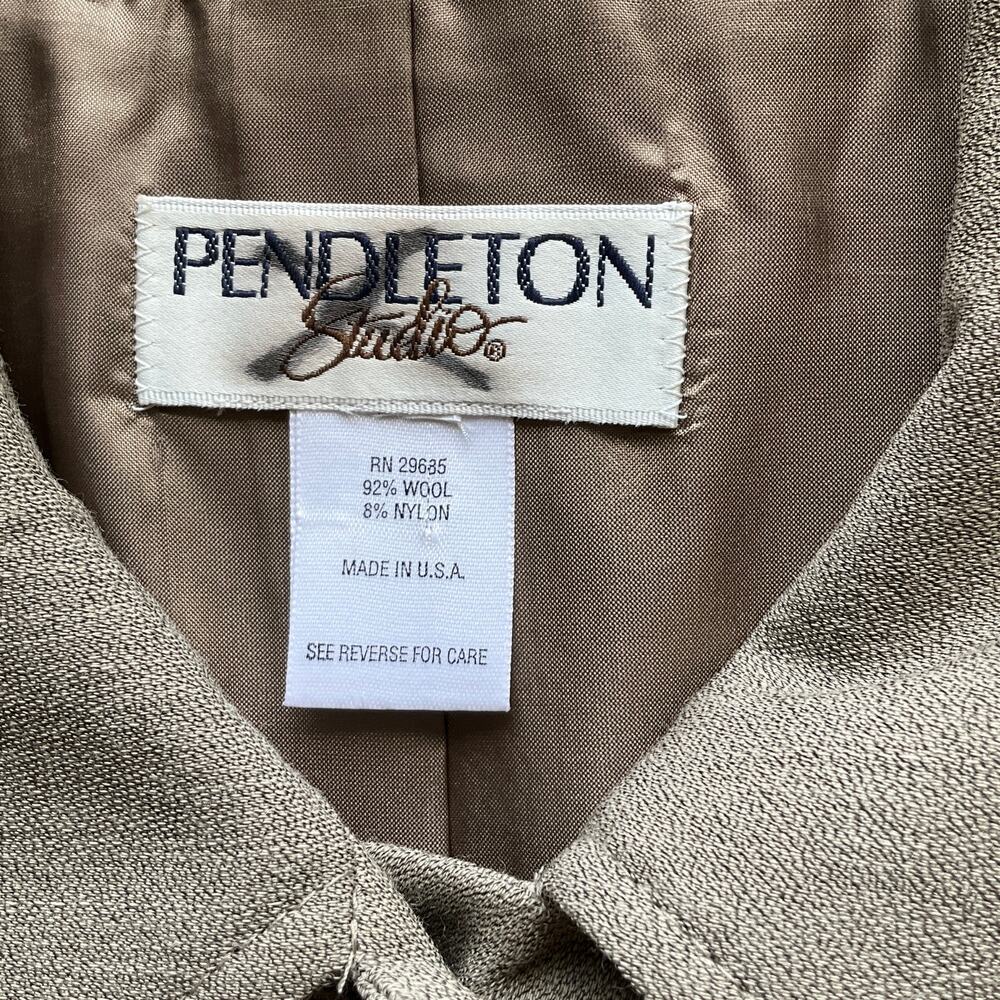 Pendleton Beige Wool Blend Single-Breasted Coat - Picture 5 of 10